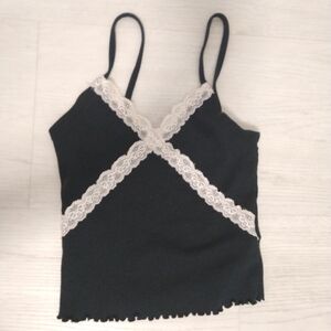 Top Shop Black Lace Trim Top